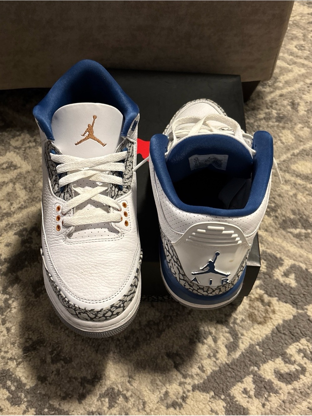 Jordan Kids' White and Blue Sneakers with Elephant Print